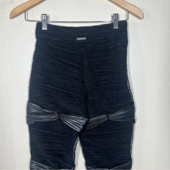 Maniere De Voir Womens Black Mesh Overlay Flare Pants Gothic Goth Grunge - Picture 9 of 11